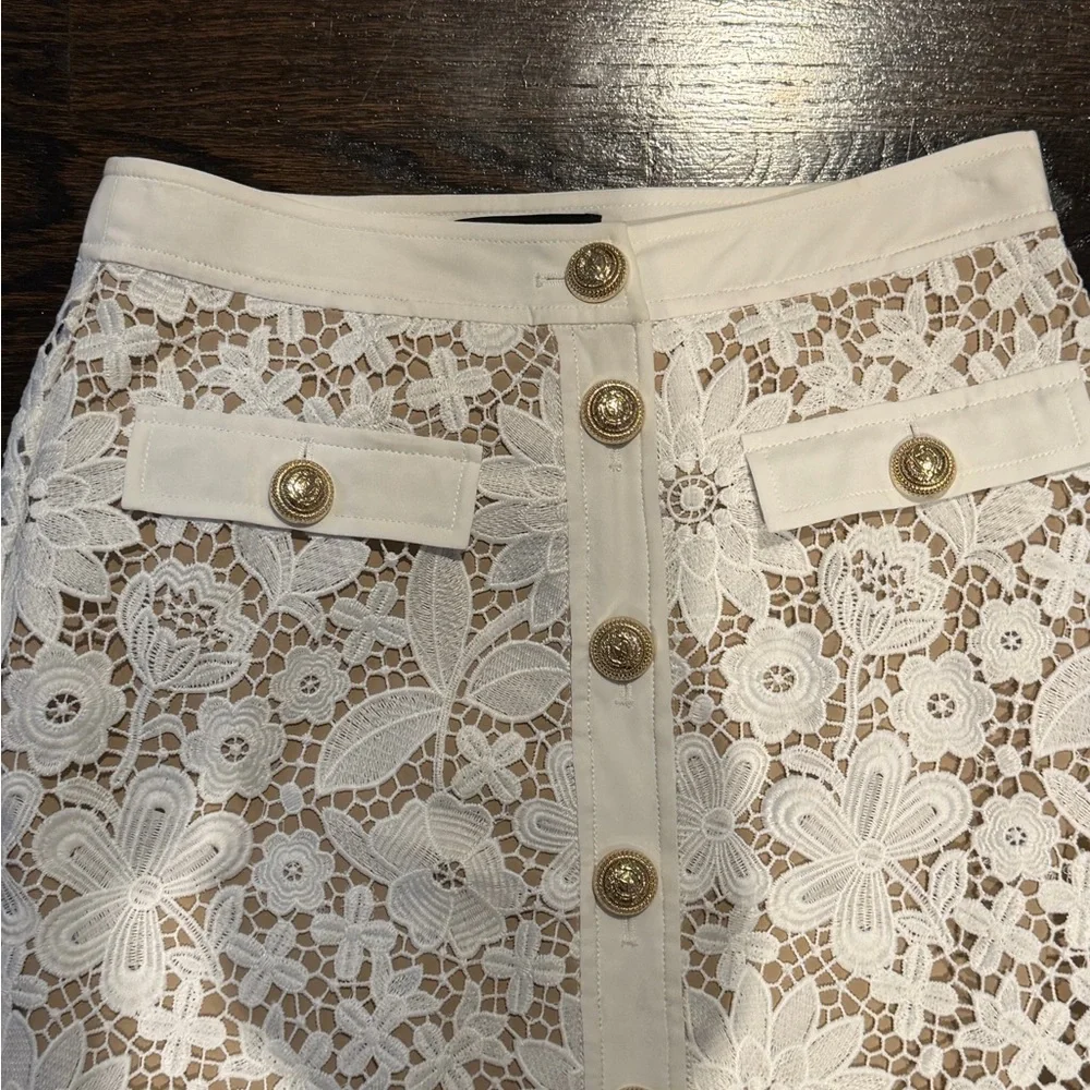 NEW Generation Love Elegant White Lace Button-Down Skirt - Picture 4 of 8